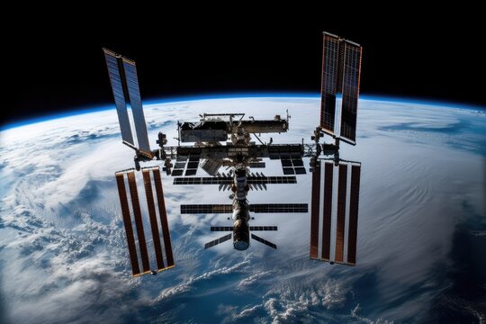 International space station for meteorology, meteorological satellites, and communications. This image's components were provided by NASA. Generative AI