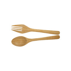 wood cutlery top corner set isolated on transparent background