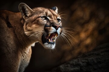 Puma (Puma concolor), also known as the mountain lion. Generative AI