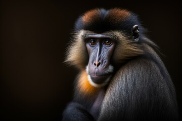 Portrait of a male mandrill (Mandrillus sphinx), Generative AI