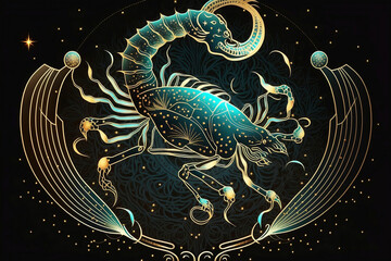 illustration of zodiac sign scorpio on space background
