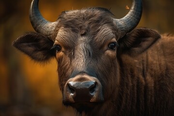 Wild buffalo with peculiar eyes. Generative AI
