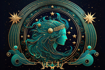 illustration of zodiac sign virgo on space background