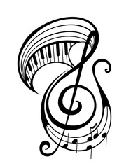 Music note icon vector illustration . Tattoo design
