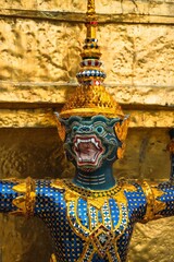 Vertical shot of the Grand Palace in the streets of Bangkok, Thailand during the day