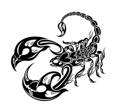 Scorpion icon. isolated vector black and white silhouette image of wild animal