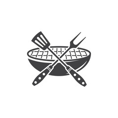 bbq grill logo icon design vector - obrazy, fototapety, plakaty