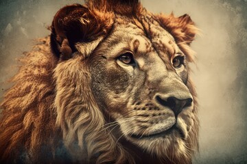 Beautiful animal retro style art Lion