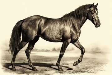 Obraz na płótnie Canvas Beautiful animal retro style art Antique Horse Drawing
