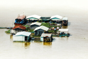 Vietnam Mékong maisons flottantes