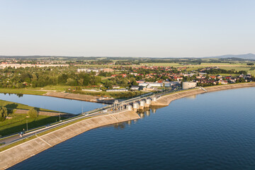 Fototapeta premium aerial view of the Nysa town