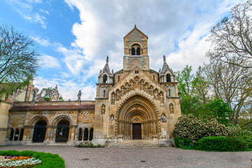 Fototapeta na wymiar Jaki Chapel in Vajdahunyad castle in Varosliget park in Budapest, Hungary