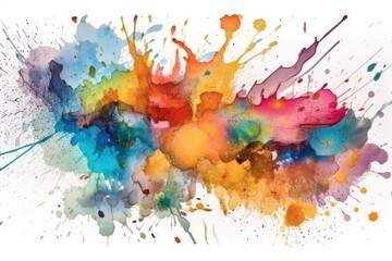 vibrant paint splash on a white canvas background. Generative AI