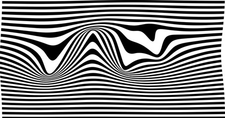 Optical Art with Twist Striped. Background Abstract Line Black and White Color. Swirl Hypnotic Pattern. Vector illustration.