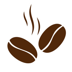 Coffee beans brown icon. Two roasted aroma hot beans. Vector illustration isolated on a white background