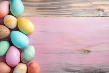 Obraz premium eggs on wooden table, with rustic vibes. Generative AI