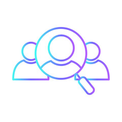 Resource teamwork and Management icon with purple blue outline style. teamwork, business, work, office, management, group, people. Vector Illustration