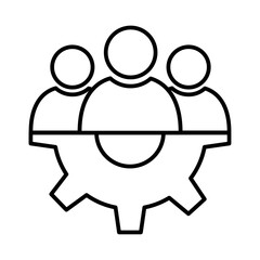 Staff teamwork and Management icon with black outline style. teamwork, business, management, work, job, hiring, career. Vector Illustration