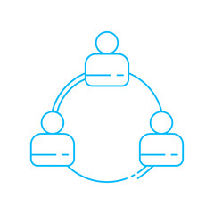 Obraz premium Teamwork teamwork and Management icon with blue outline style. teamwork, business, meeting, team, people, group, businessman. Vector Illustration