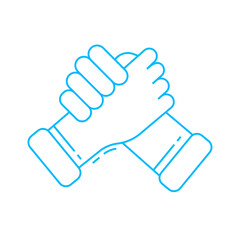 Support teamwork and Management icon with blue outline style. teamwork, business, meeting, discussion, office, people, team. Vector Illustration