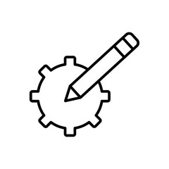 Setting teamwork and Management icon with black outline style. teamwork, business, work, office, management, group, people. Vector Illustration