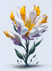 Freesia flower color splash concept. AI generated illustration