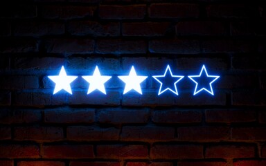 The concept of rating on the Internet. Three stars. 