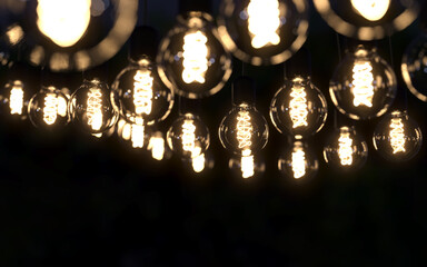 Light retro style bulb decor in outdoor party.