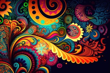 A psychedelic paisley pattern. Generative AI