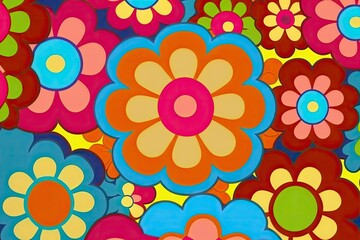Fototapeta premium A groovy flower power pattern. Generative AI