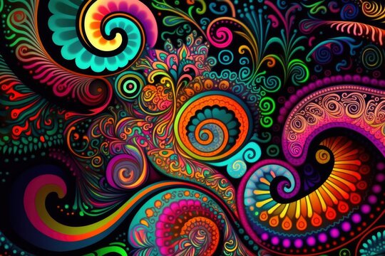 A psychedelic paisley pattern. Generative AI