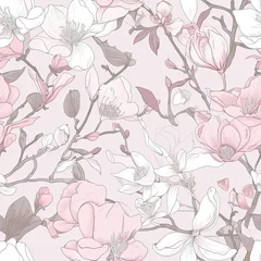 Beautiful seamless floral pattern with Cherry blossoms and magnolias. © Gogi