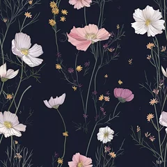 Beautiful seamless floral pattern with Cosmos and babys breath flowers.  © Gogi