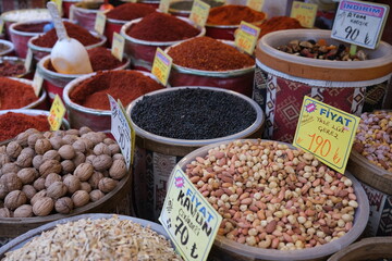 dried fruits and nuts in market