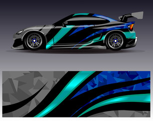 Car wrap design vector. Graphic abstract stripe racing background kit designs for wrap vehicle  race car  rally  adventure and livery