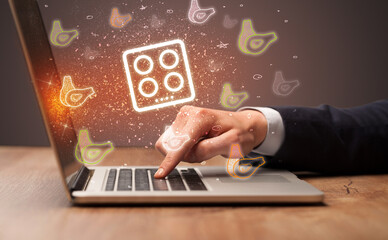 Hand searching for recipes on the internet