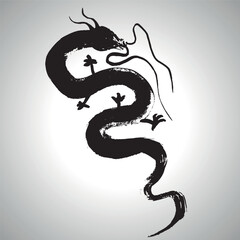 Dragon. 2024 Brush stroke vector illustration. Ink art. Chineses Year of the Dragon Ink Painting