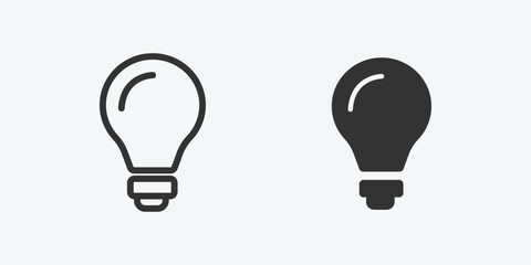 Lightbulb, idea outline icon for website and mobile app on grey background