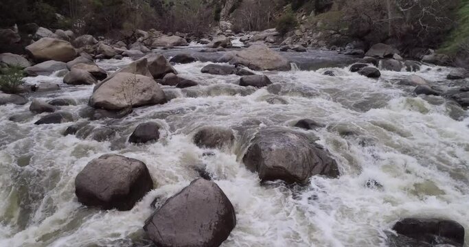 Kern River and Cow Flat Creek in. California. USA. Rocks and Stones, Flowing Water