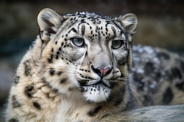 Fototapeta na wymiar Zoo's snow leopard. Generative AI