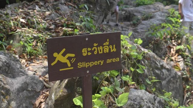 Symbol sign to be careful of dangerous slippery floors