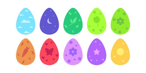 Easter day eggs vector illustration set. Spring holiday.