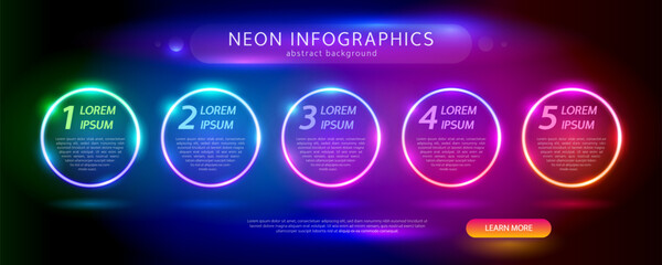 Neon Infographics Circle Frames Set