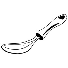 spatula outline, Hand drawn outline illustration, kitchen appliances element