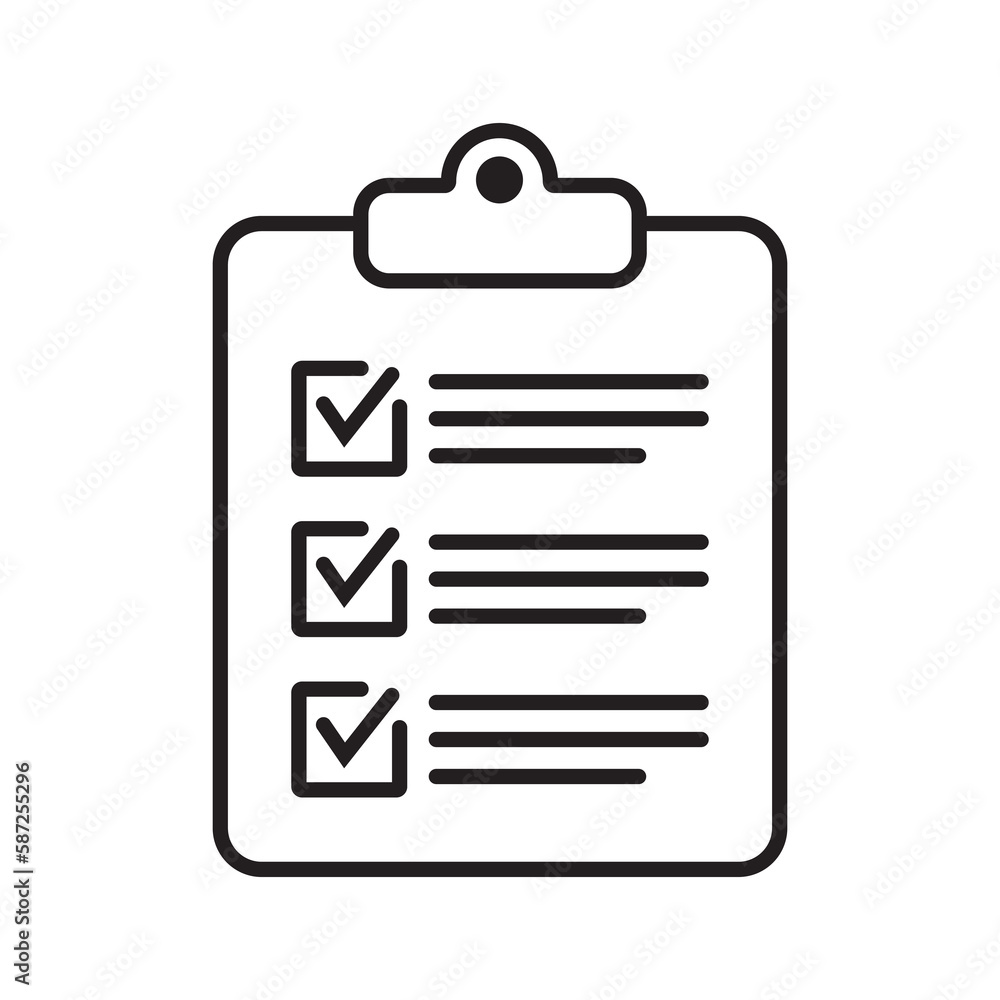 Poster clipboard and checklist icon. project management, questionnaire line icon. to do list vector icon fo