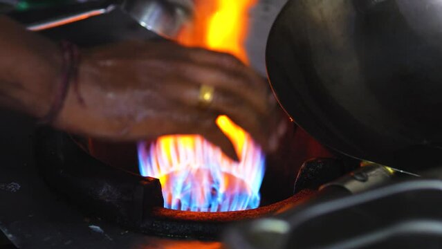 Cooking of local Sri Lankan food. Close up.