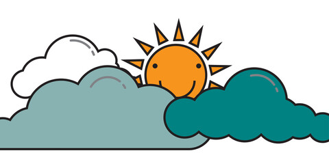 Cute clouds and sun on a clear day