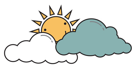 Cute clouds and sun on a clear day