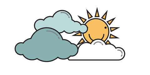 Cute clouds and sun on a clear day