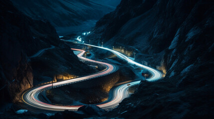 Light Trail Of Moving Cars Driving Up